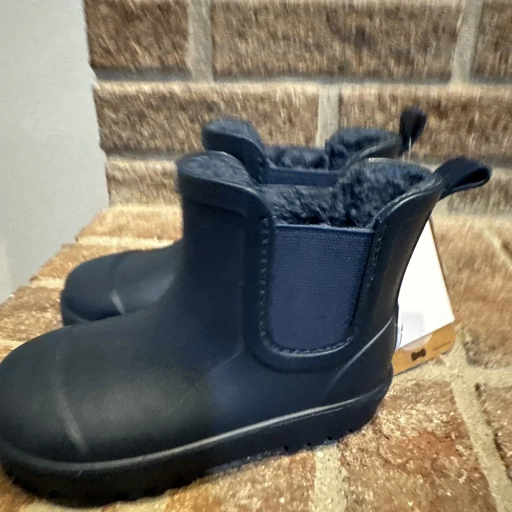 Bearpaw Toddler Chelsea Rain Boots With Faux Fur Lining size 7 toddler blue